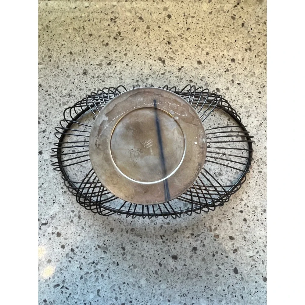 FB Rogers Silverplated Wire Fruit Basket Mid Century Modern Oval Centerpiece